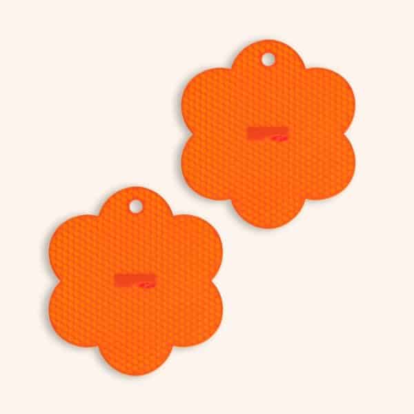 Lot de 2 maniques et dessous de plats fleur orange