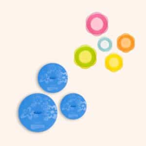 lot couvercles fraicheurs Kochblume en silicone bleu